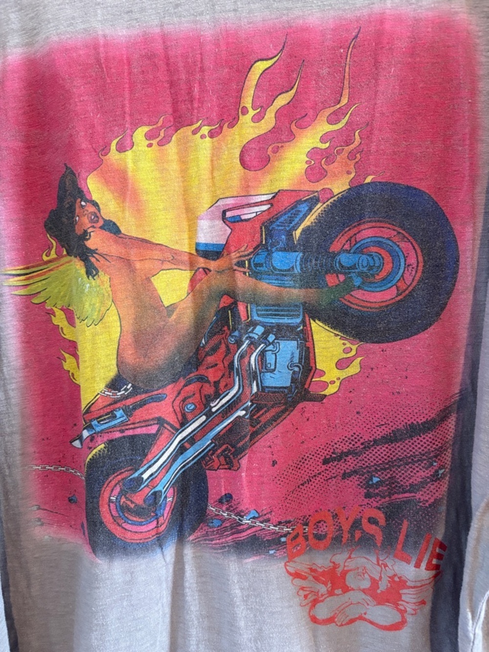 Boys Lie Gray Long Sleeve Shirt with girl on motorcycle - Picture 3 of 5